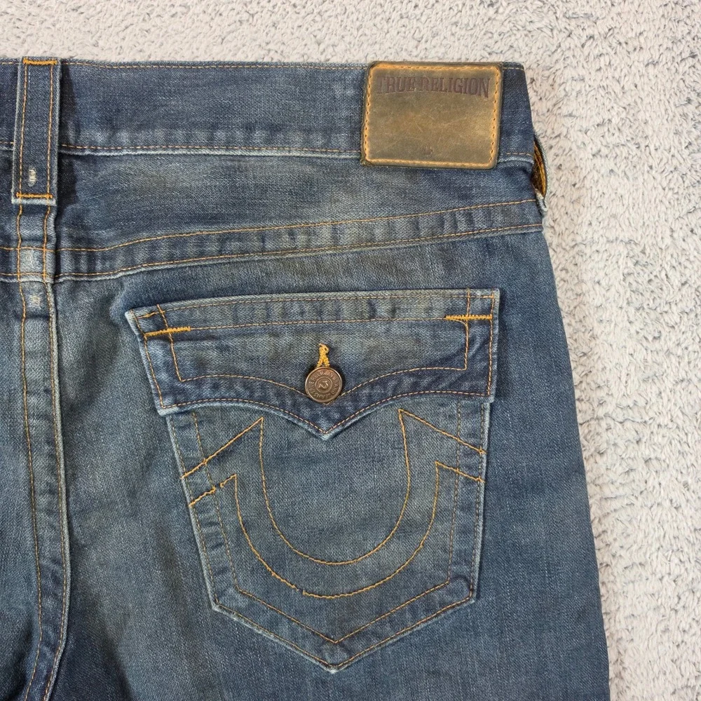 Vtg True Religion Ricky Jeans Mens 38 (Fits 40) Blue Relaxed Y2K Distressed USA